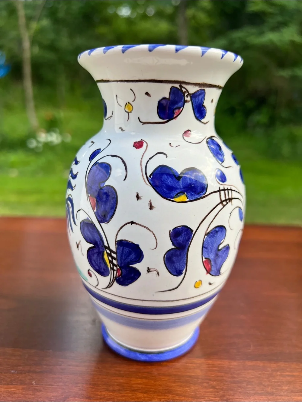 VTG Italian Majolica Handpainted Rooster Deruta Studio Pottery Vase Signed